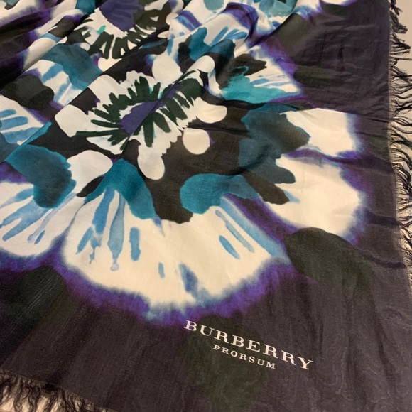 Burberry Prorsum Tie Dye Cotton Silk Scarf - Picture 7 of 10